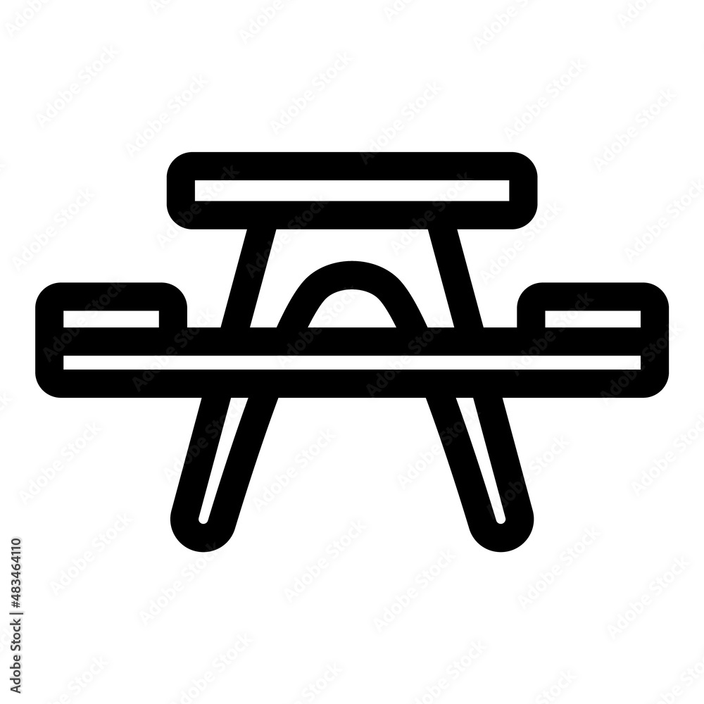 Camping Table Flat Icon Isolated On White Background