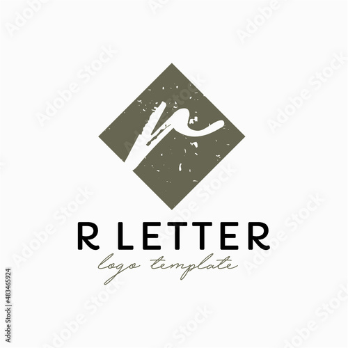 R initial square logo vector image