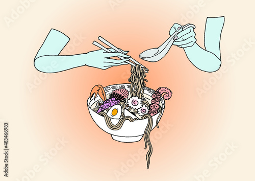 vector illustration of asian ramen food