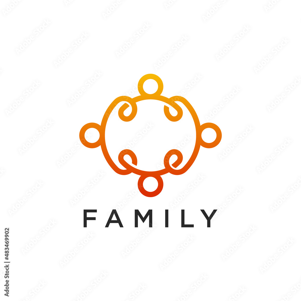 People human family unity together line art style logo icon ...