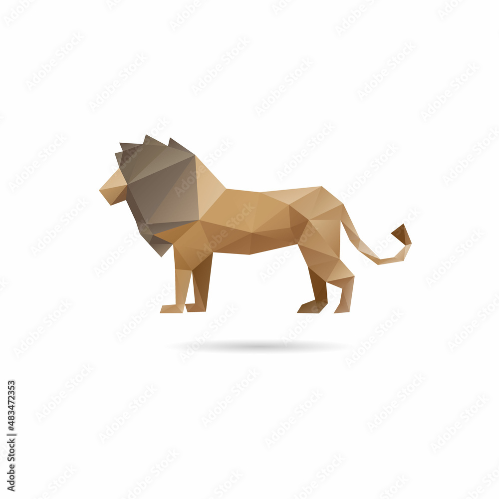 Obraz premium Abstract lion triangle shape isolated on a white backgrounds