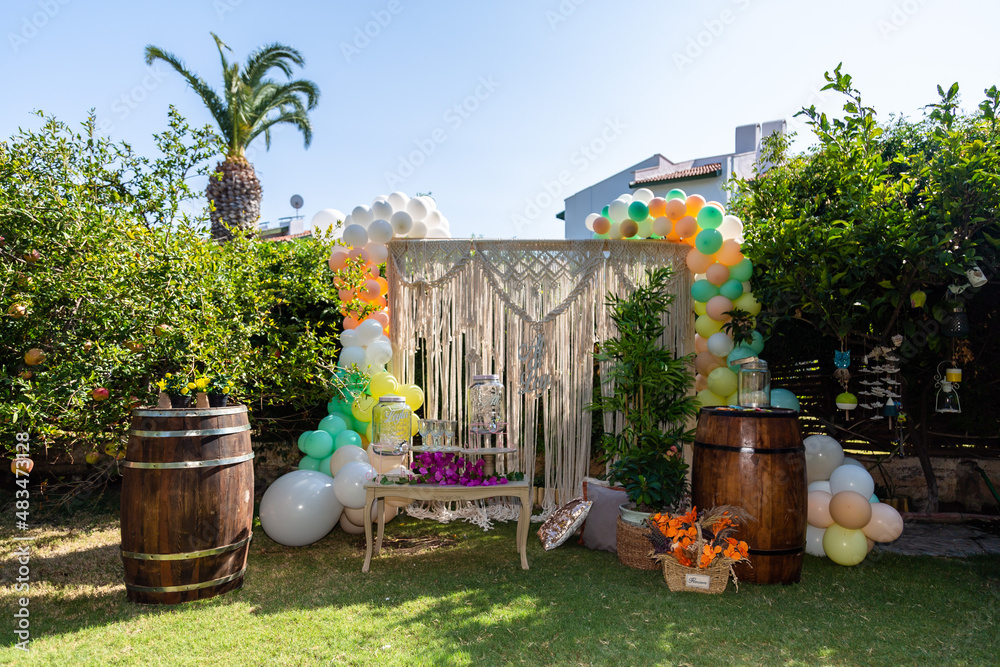 Obraz premium Baby Shower, oh baby, party organization consept, organizational space, organization decoration