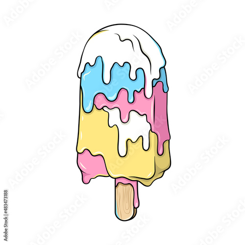 Melting ice cream, vector drawing