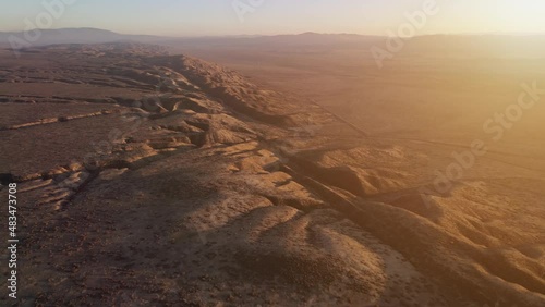 Aerial shot of a small section of the San Andreas Earthquake Fault  as it runs through the desert North West of Los Angeles photo