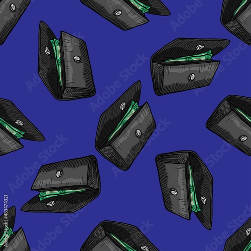 wallet vector illustration seamless pattern