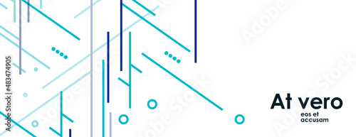 Geometric simple blue dynamic lines. Futuristic graphic design illustration. Banner abstract background