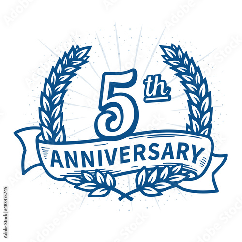 5 years anniversary celebration logotype. 5th anniversary logo. Vector and illustration.