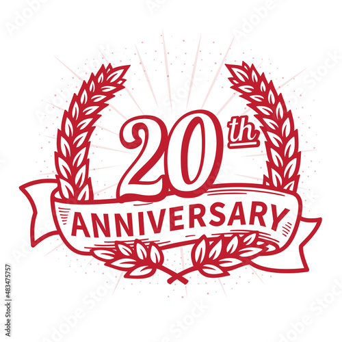 20 years anniversary celebration logotype. 20th anniversary logo. Vector and illustration.