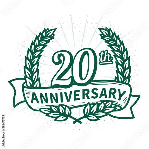 20 years anniversary celebration logotype. 20th anniversary logo. Vector and illustration.