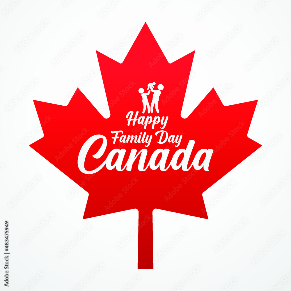 Happy family day canada 21 february 2022, modern creative banner, sign, design concept, social media, template with red text and canadian abstract background Happy family day canada 21 february 2022, modern creative banner, sign, design concept, social media, template with red text and canadian abstract background