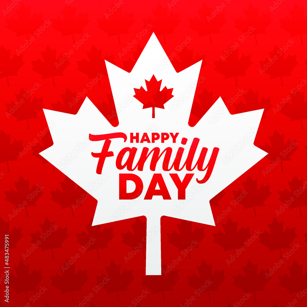 Happy family day canada 21 february 2022, modern creative banner, sign,  design concept, social media, template with red text and canadian abstract  background Stock Vector | Adobe Stock
