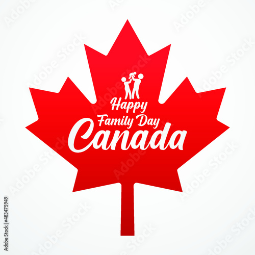 Happy family day canada 21 february 2022, modern creative banner, sign, design concept, social media, template with red text and canadian abstract background 