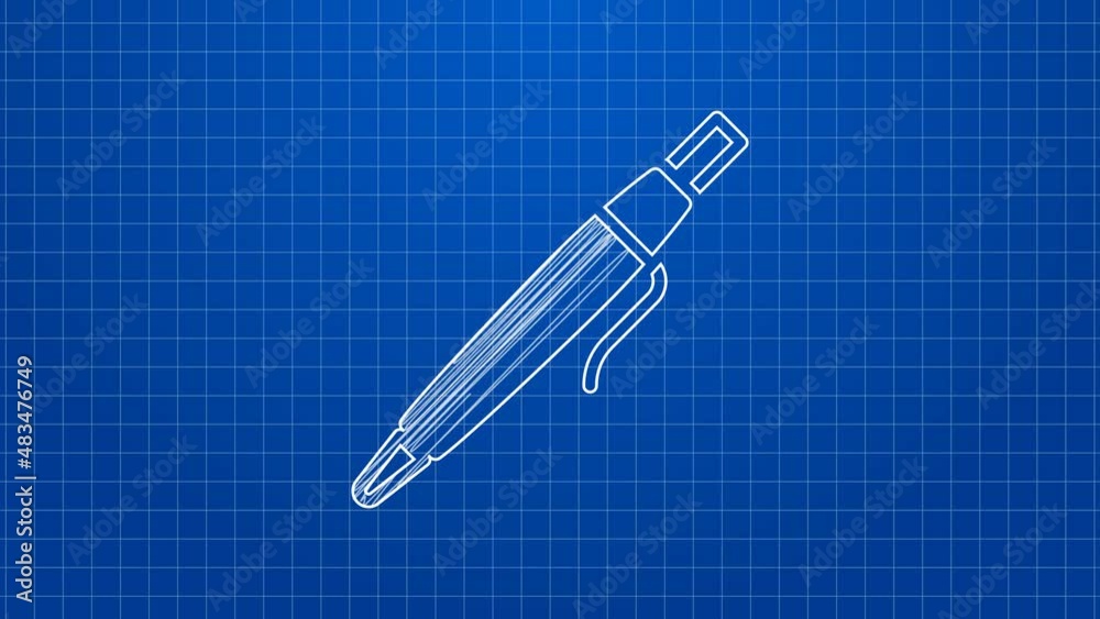 White line Pen icon isolated on blue background. 4K Video motion graphic animation White line Pen icon isolated on blue background. 4K Video motion graphic animation