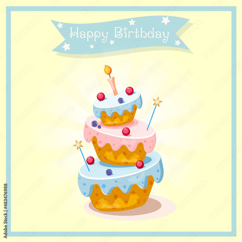 Birthday card with cake and candles Birthday card with cake and candles
