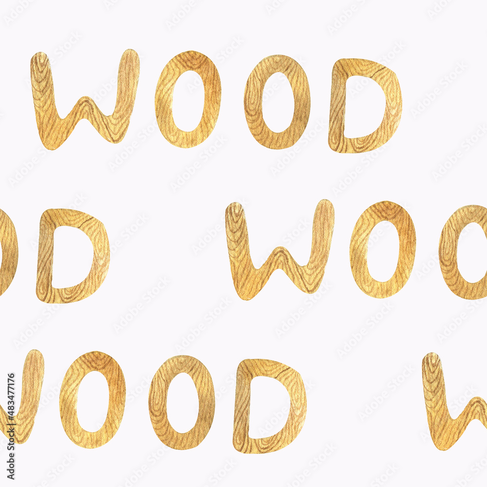 Watercolor Letters with Wood Texture Watercolor Letters with Wood Texture