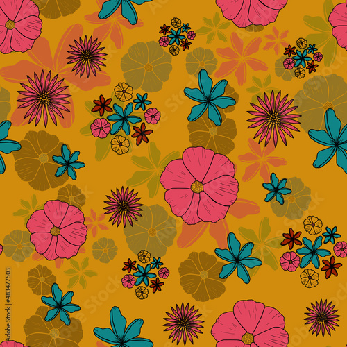 Mid-Century Retro Floral Pattern
