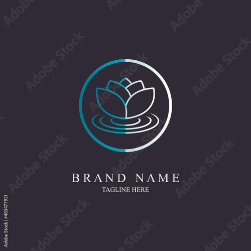 lotus flower logo design template vector for brand spa salon or company and other