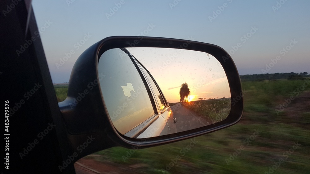 sunset in the car