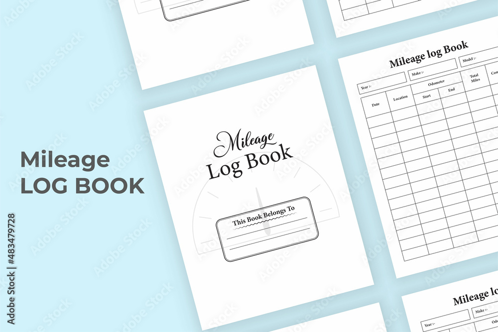 Mileage log book KDP interior. Mileage tracker notebook. KDP interior logbook. Mileage checklist interior template. Vehicle management journal. Daily mileage checklist planner.