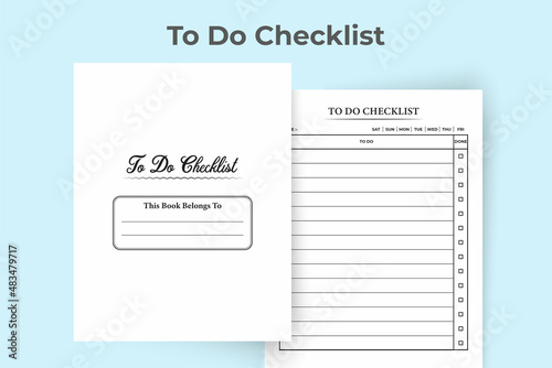 To do checklist KDP interior log book. KDP interior notebook. Task list interior template. To do checklist notebook. Work list diary template. To do checklist diary interior design.