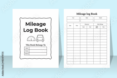 KDP interior mileage tracker notebook. Mileage checklist interior template. Mileage tracker journal. Daily mileage checklist planner. KDP interior logbook. Vehicle management log book.