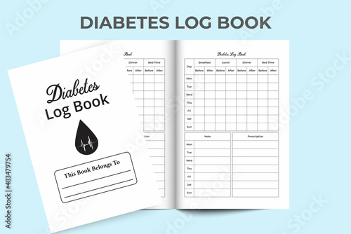 Diabetes log book KDP interior. Weekly diabetes checker notebook. Medical log book and diabetes tracker KDP interior. Medical tracker log book. KDP interior notebook.