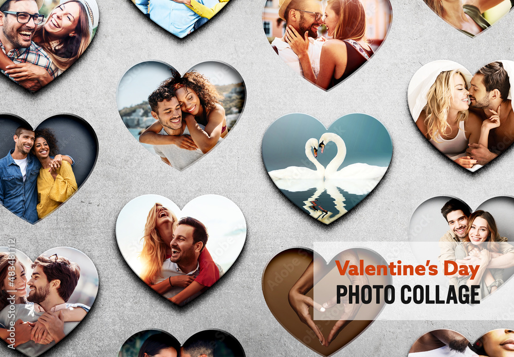 photocopieuフォトコピュー　VALENTINE Valentines Day Photo Collage Stock Template | Adobe Stock