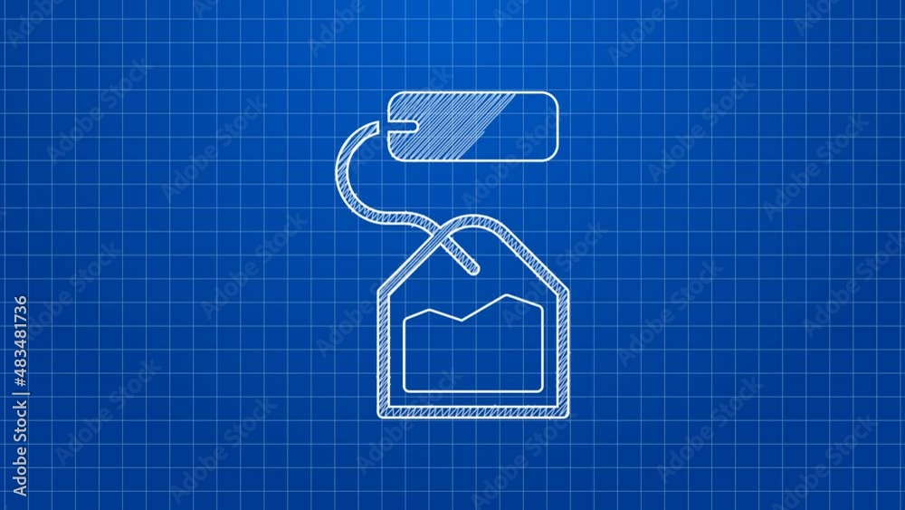 White line Tea bag icon isolated on blue background. 4K Video motion graphic animation White line Tea bag icon isolated on blue background. 4K Video motion graphic animation