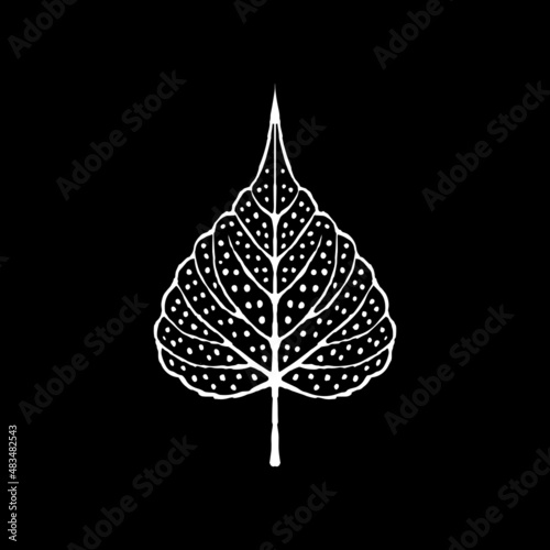 Hand drawn leaf of bodhi