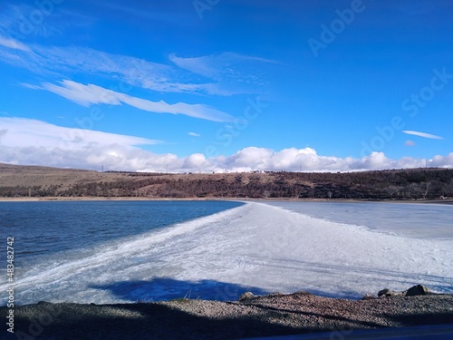 half frozen lake