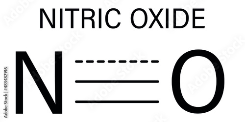 Nitric oxide NO free radical and signaling molecule. Skeletal formula.
