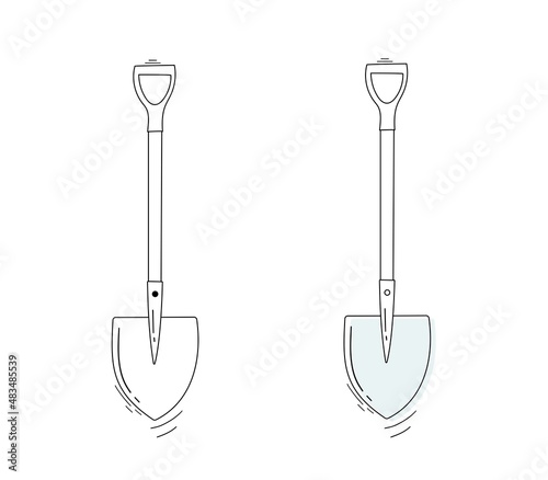 Two garden shovels for earthworks. A tool for digging and transplanting plants. Gardening, a set of tools for planting