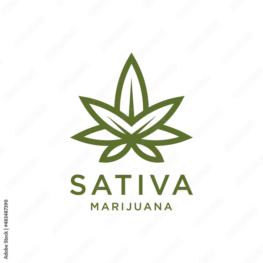 Green cannabis medical oil icon logo design Premium