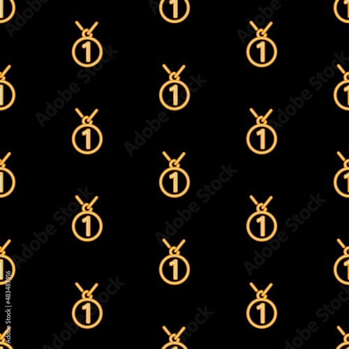 Medal seamless pattern, bright vector illustration on a black background.
