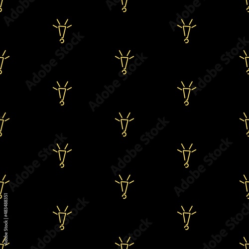 Exclamation mark seamless pattern  bright vector illustration on black background.