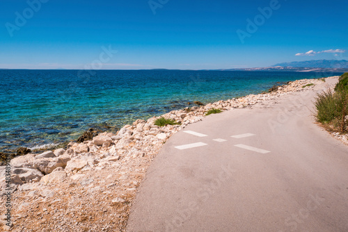 Road along the sea coast on the island