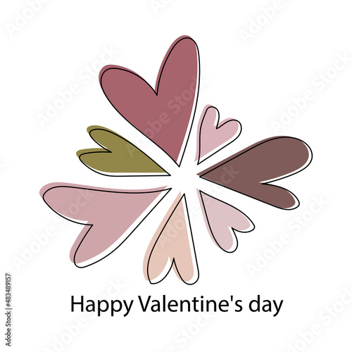 Card with congratulations on valentine's day and the image of the heart.