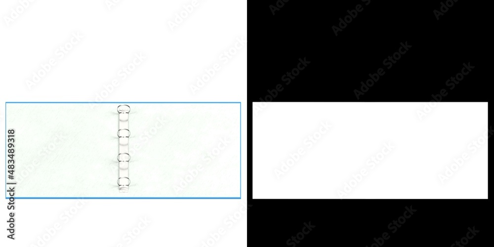 3D rendering illustration of an open ring binder