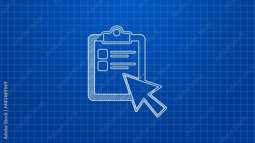White line Online quiz, test, survey or checklist icon isolated on blue background. Exam list. E-education concept. 4K Video motion graphic animation White line Online quiz, test, survey or checklist icon isolated on blue background. Exam list. E-education concept. 4K Video motion graphic animation