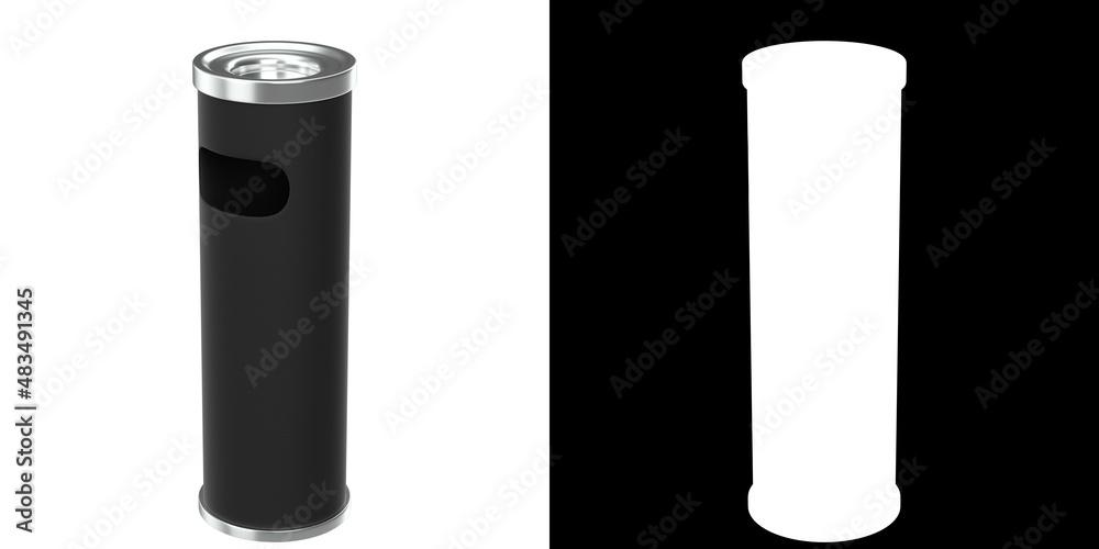 3D rendering illustration of an outdoor ashtray bin 3D rendering illustration of an outdoor ashtray bin