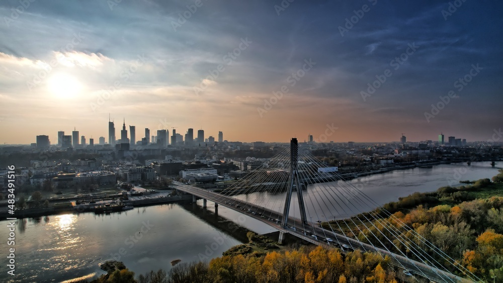 Panorama miasta Warszawa - obrazy, fototapety, plakaty 