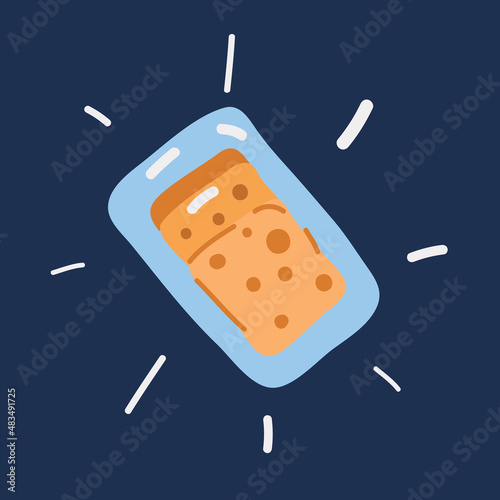 Cartoon vector illustration of sliced cheese in the package