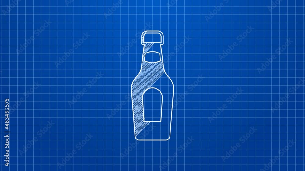White line Champagne bottle icon isolated on blue background. Merry Christmas and Happy New Year. 4K Video motion graphic animation White line Champagne bottle icon isolated on blue background. Merry Christmas and Happy New Year. 4K Video motion graphic animation