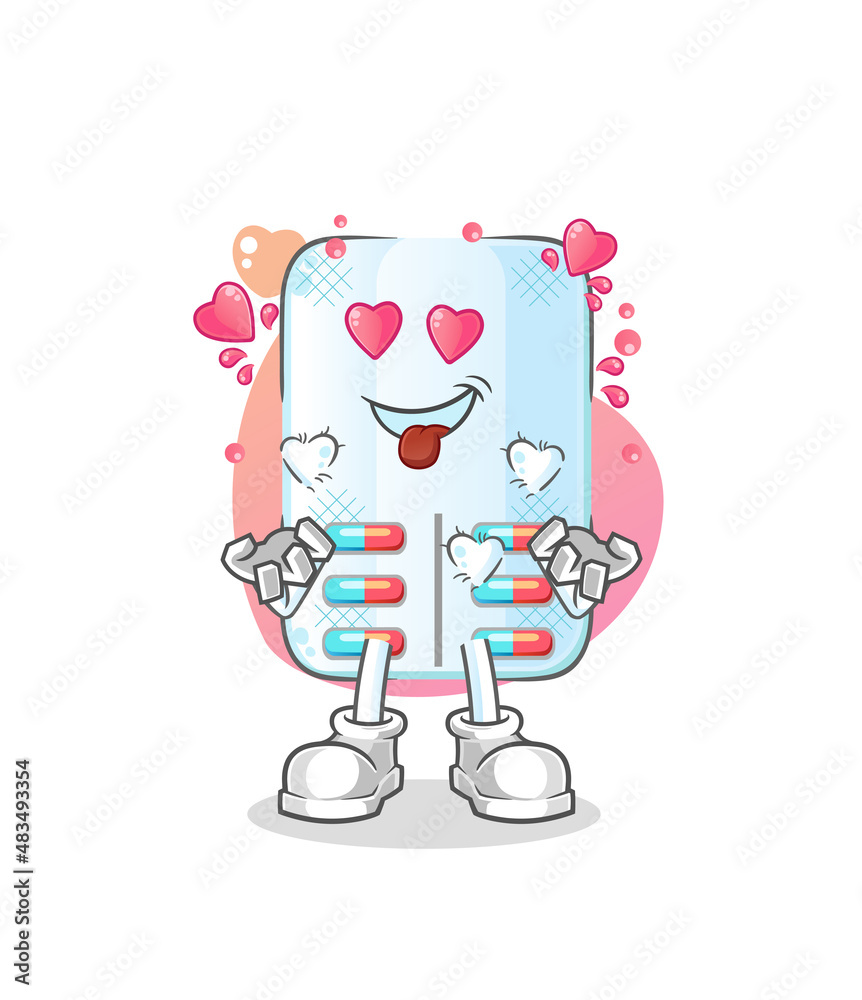 medicine fallin love vector. cartoon character medicine fallin love vector. cartoon character