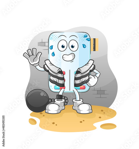 medicine criminal in jail. cartoon character