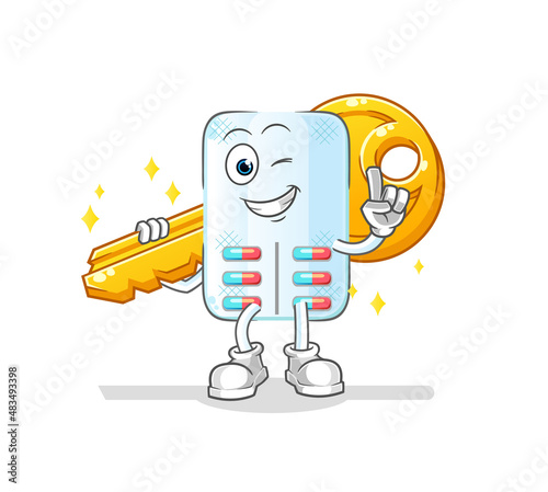 medicine carry the key mascot. cartoon vector