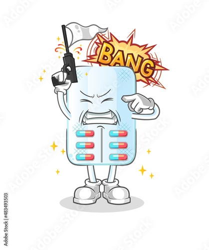 medicine warning shot mascot. cartoon vector