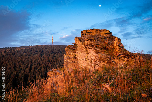 Fotografie sunset in the mountains Jeseníky
