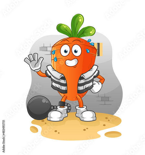 carrot criminal in jail. cartoon character