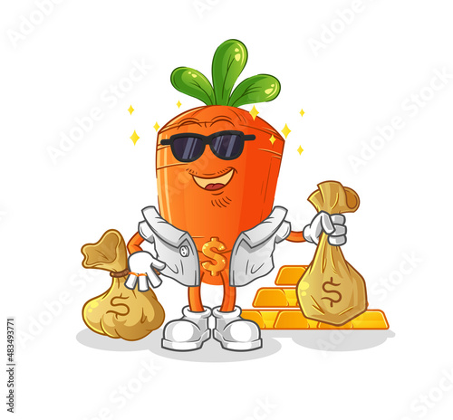carrot rich character. cartoon mascot vector